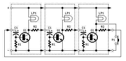 LEDs or Lamps Sequencer-Circuit diagram using Lamps