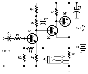 Portable Headphone Amplifier-Circuit diagram