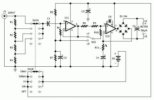 Precision Audio Millivoltmeter-Circuit diagram