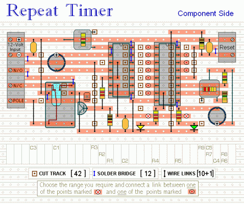 Repeating Interval Timer-Veroboard Layout