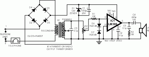 Telephone amplifier-Circuit diagram