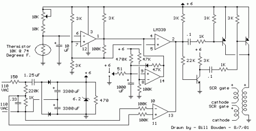 Thermostat for 1KW Space Heater (SCR controlled)-Circuit diagram