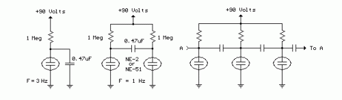 Flashing Neons (NE-2 / NE-51)-Circuit diagram