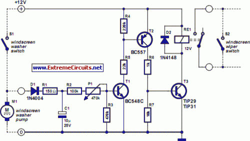 Automatic Windshield Washer Control-Circuit diagram