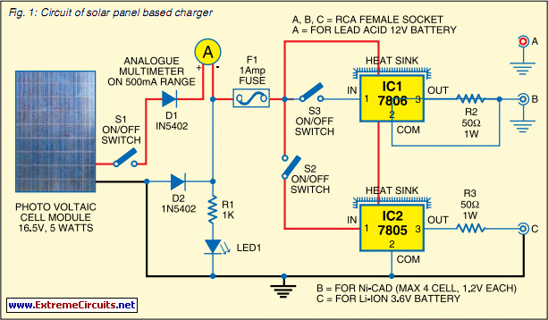 Solar Panel Based Charger And Small LED Lamp circuit ...