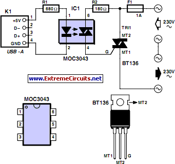 USB Operated Home Appliances-Circuit diagram