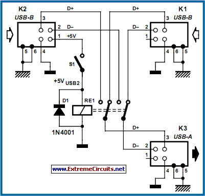 USB Switch For Printers-Circuit diagram