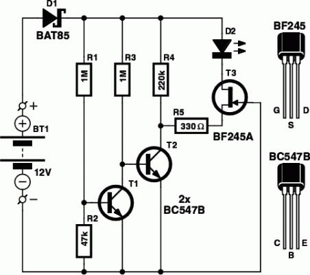 Battery Indicator Circuit For The Caravan-Circuit diagram