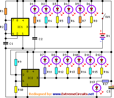 Bicycle Back Safety Light Circuit Schematic-Circuit diagram: