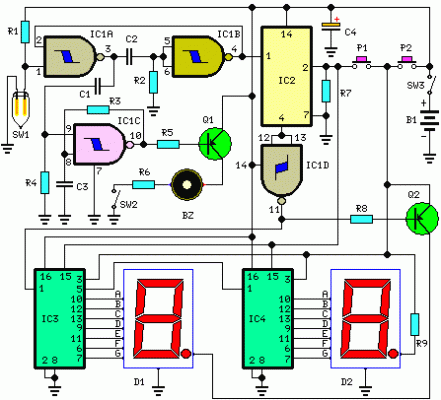 Digital Step-Km Counter Circuit Schematic-Circuit diagram