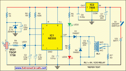 Infrared Fire-Cracker Igniter-Circuit diagram