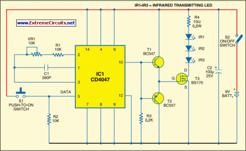 Long-Range IR Transmitter-Circuit diagram