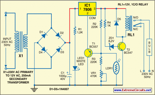 Automatic Light Controller Using 7806-Circuit diagram