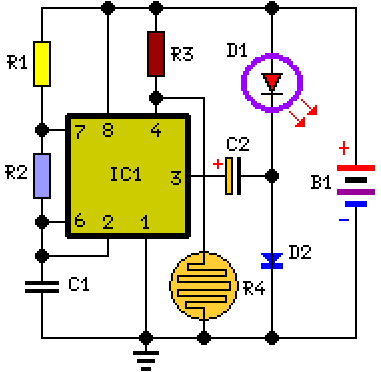 Battery Powered Night Lamp-Circuit Diagram