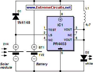 Solar Lamp Using PR4403-Circuit diagram