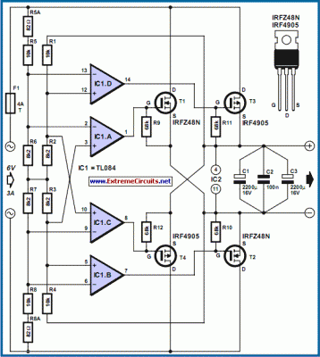 Power MOSFET Bridge Rectifier-Circuit diagram