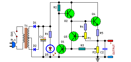 Variable Dc Power Supply circuit diagram and instructions
