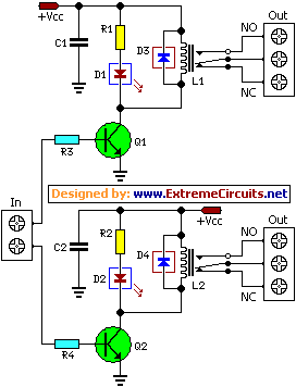 Dual Relay Driver Board Circuit Schematic-Circuit diagram