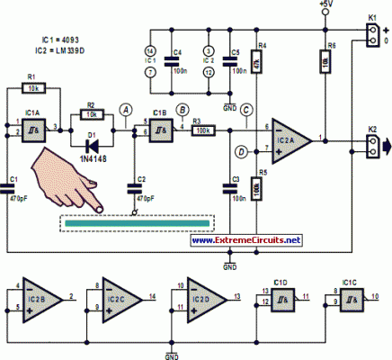 Simple Capacitive Touch Sensor-Circuit diagram