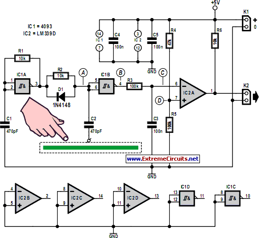 Simple Capacitive Touch Sensor circuit diagram and ...