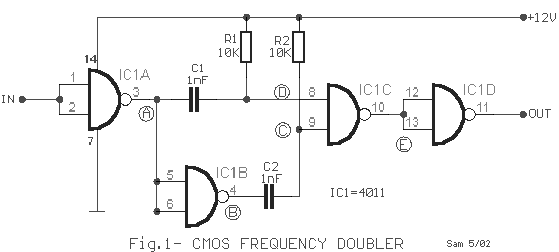 Frequency Doubler With 4011 Circuit