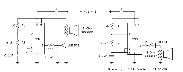 555 Tone Generator (8 ohm speaker) circuit diagram and ... 12v microphone wiring diagram schematic 